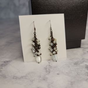 Dangle Earrings Bronze with Cream Beads